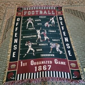 VTG Football Carpet "1st Organized Game 1867" Green Red Sport USA Athletic
